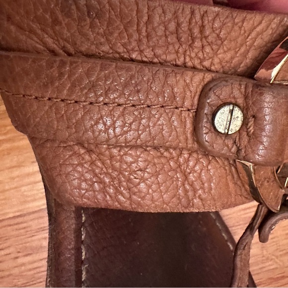 Tory Burch Brown Leather Flat Thong Sandals Size 8 - Picture 4 of 8